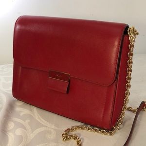 Ralph Lauren Red Purse Crossbody Bag 100% Leather
